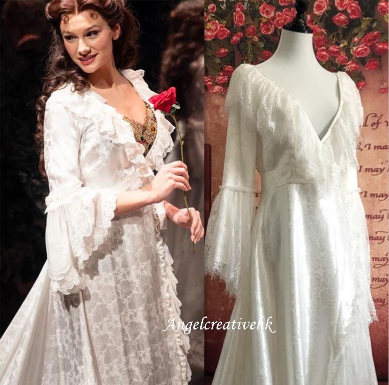 Christine Daae White Lace Robe Dressing Gown The Phantom of the Opera – Angel Creative Design Christine Daae White Lace Robe Dressing Gown The Phantom of the Opera – Angel Creative Design