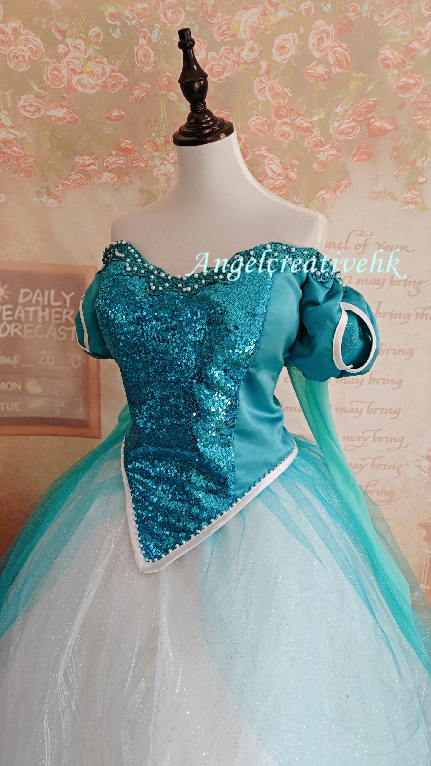Little Mermaid Green Dress Princess Ariel Mermaid Cosplay Costume