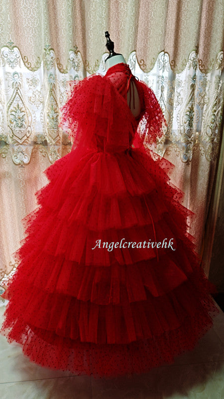 Beetlejuice Lydia Deetz Cosplay Costume Red Wedding Dress