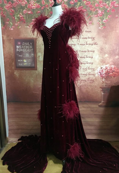 Gone With The Wind Burgundy Velvet Gown Scarlett O'Hara Red Dress – Angel Creative Design Gone With The Wind Burgundy Velvet Gown Scarlett O'Hara Red Dress – Angel Creative Design