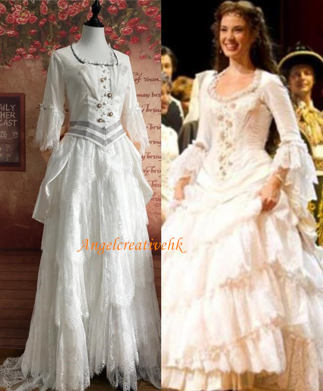 Christine Daae Wedding White Dress Phantom of The Opera Cosplay Costum – Angel Creative Design